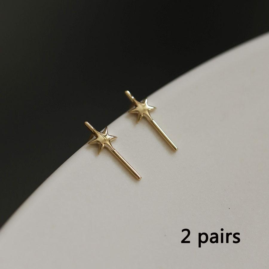 Серьги со звездами из стерлингового серебра 925 пробы, покрытые золотом 14 карат, женские ювелирные изделия в подарок