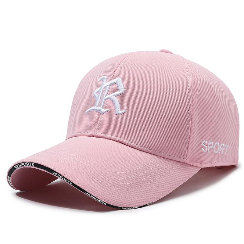 Spring New Embroidered Three-dimensional R Letter Hat Men's and Women's Youth Casual Simple and Versatile Hard Top Curved Brim Baseball Cap