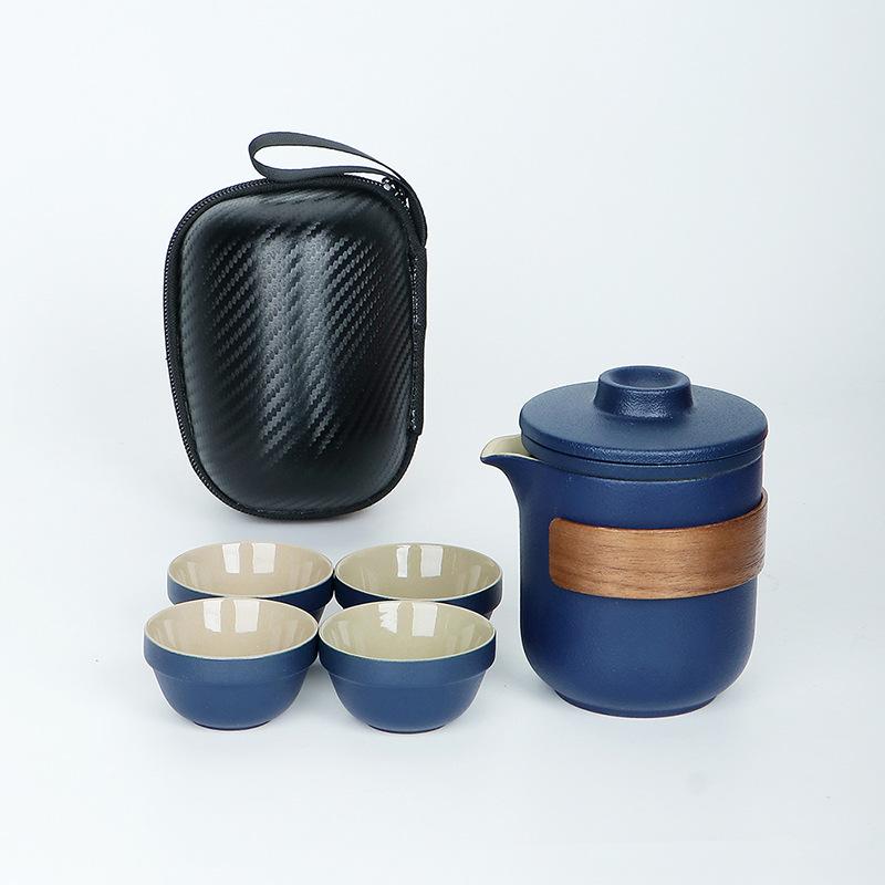 Travel Kung Fu Tea Set Small Set Portable Kuaike Cup One Pot Four Cups Outdoor Tea Pot Tea Cup Gifts