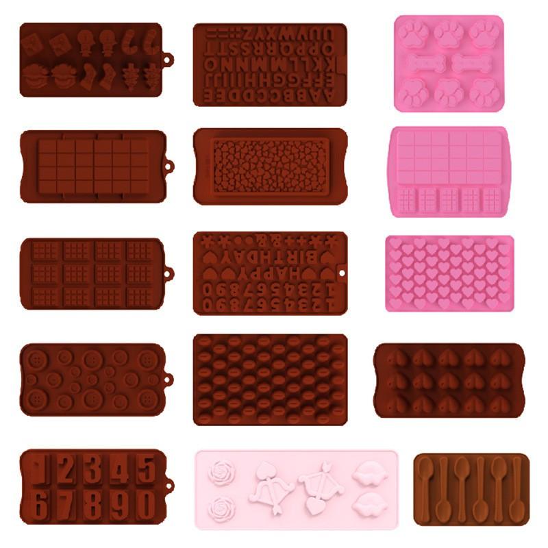 Silicone Chocolate Molds Set Alphabet Numbers Heart Waffle Cat Paw Christmas Easter Baking Cake Mold