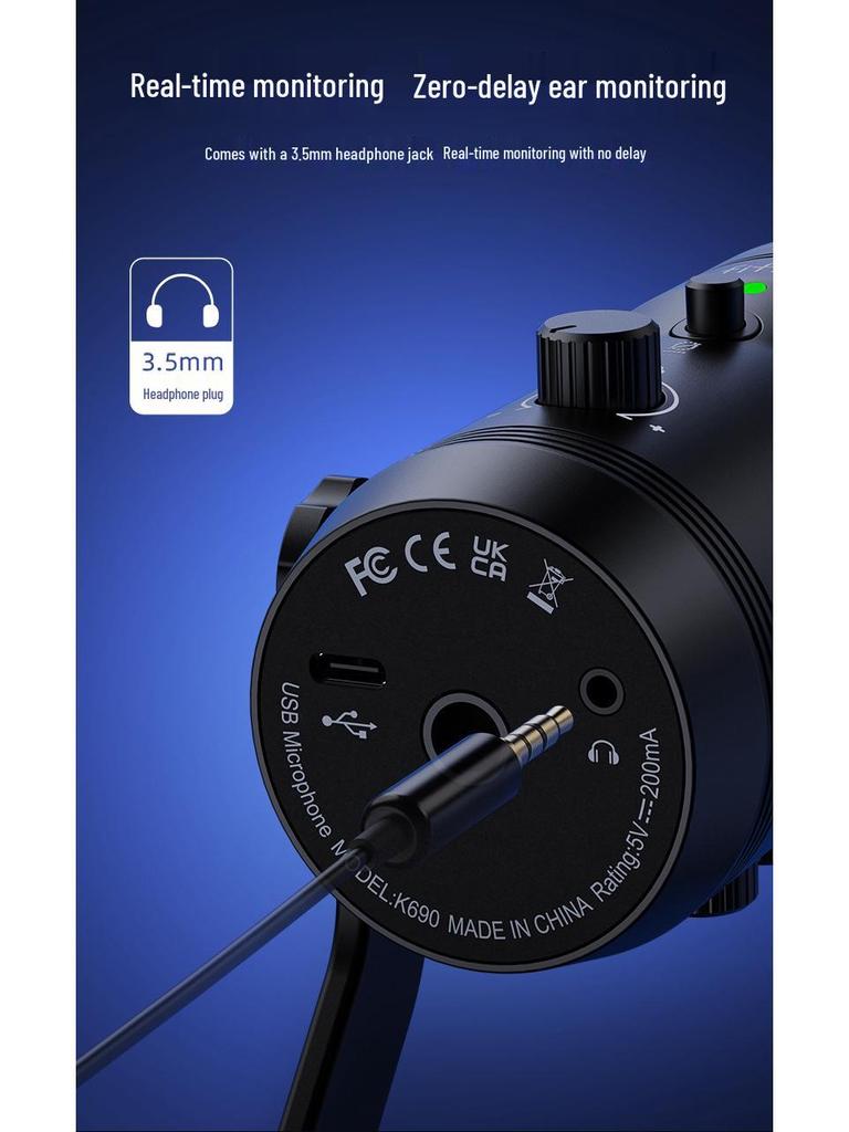 Fifine K690 Профессиональный настольный микрофон для записи, игр, пения, прямых трансляций и озвучивания аудиокниг.