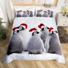 Penguin Duvet Cover Set Full Cute Animals Bedding Set Snow Decor Comforter Cover Set Cute Penguin Animal Quilt Cover Queen Size