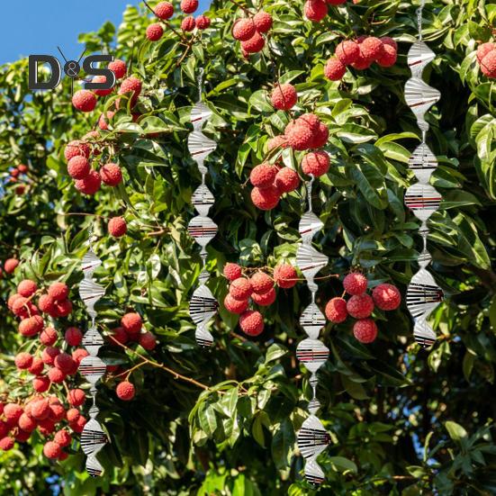 Metal Bird Reflector Wind Spinner Double-Sided Highly Reflective Indoor Outdoor Garden Yard Farm Hanging Love Heart Spiral Bird Deterrent Ornament