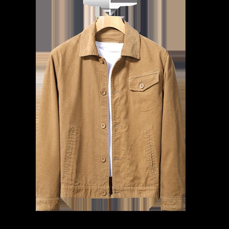 Новая вельветовая куртка мужская весна и осень хлопковая повседневная ретро трендовая универсальная мужская осенняя куртка с лацканами