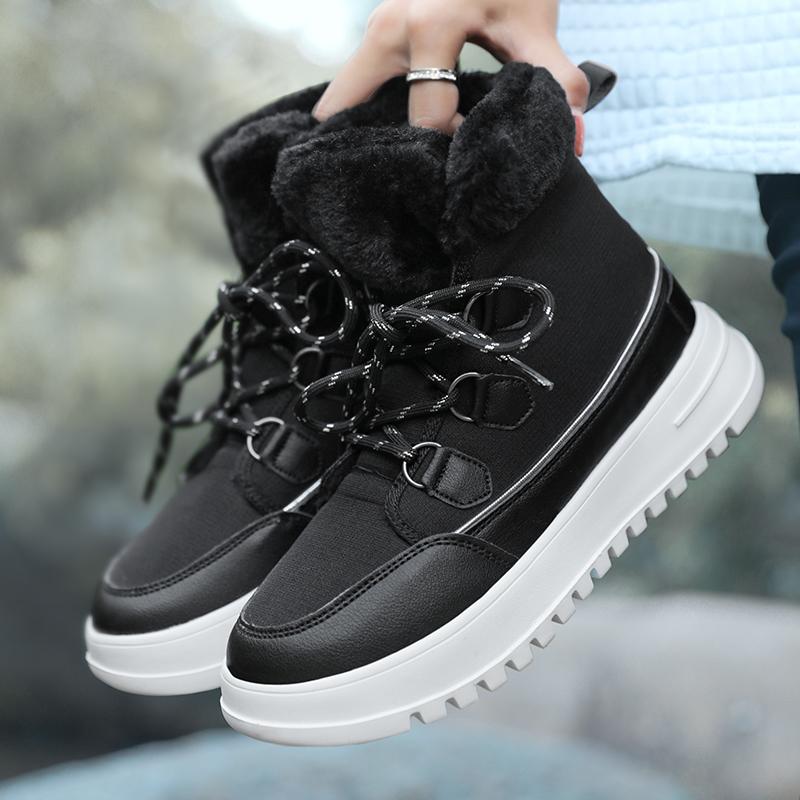 Зимние женские зимние ботинки, теплая обувь до середины икры для холодной погоды, уличная плюшевая обувь, нескользящая утепленная обувь