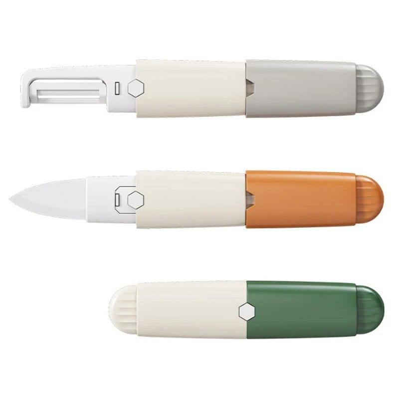 Многофункциональный маленький нож для фруктов Eramic Knife, овощечистка 2 в 1, внешний вид, уровень, путешествия, общежитие, кухня, дом, нож для дыни