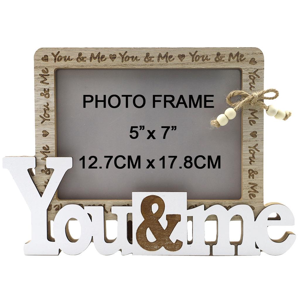 Wooden Love Photo Frame for Wedding Table Decor Mr&Mrs Love Heart Photo Family Valentine's Day Photo Frame Home Table Decora 1PC
