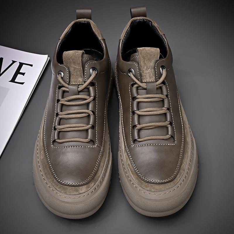Men Casual Business Flat Shoes LaceUp New Leather Genuine Leather Ideal for Casual Occasions and Daily Matching