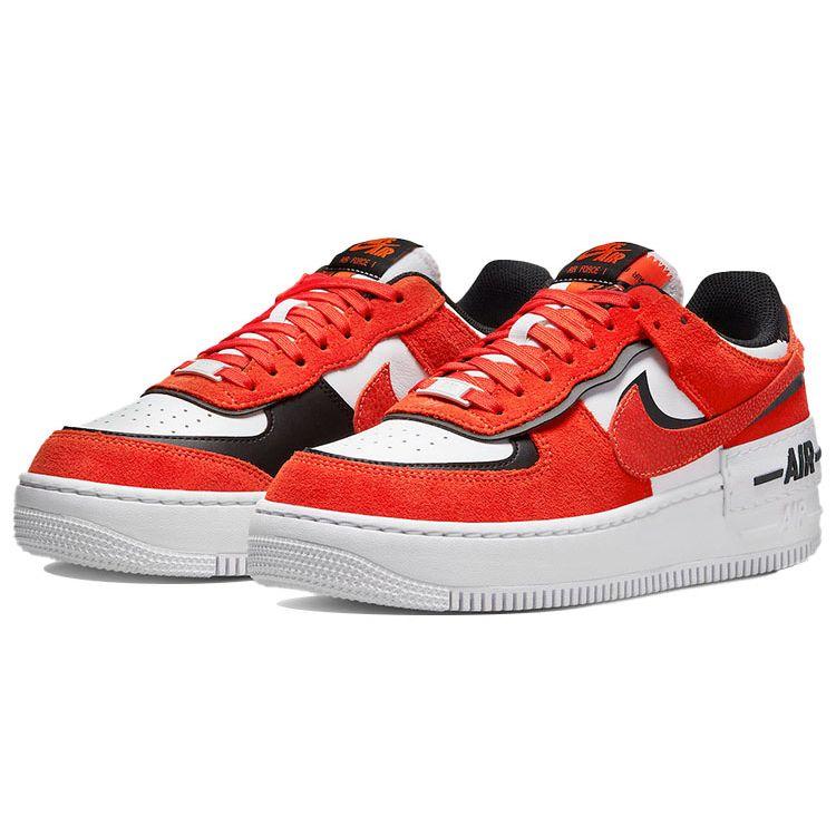 Nike Air Force 1 Shadow Cracked Leather - Rush Orange Женские кроссовки Guava-Ice White Black DQ8586-800