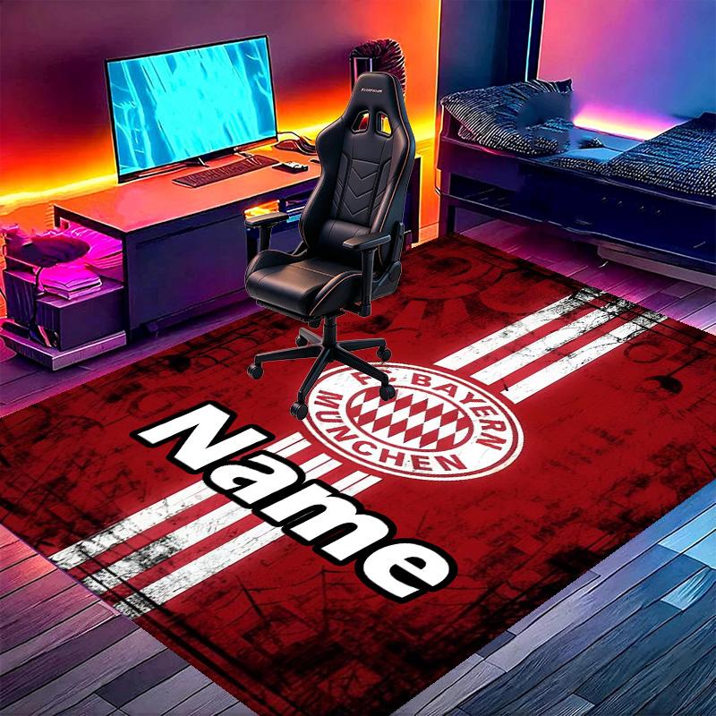 Custom Name Personalized FC Bayern Print Carpet, Versatile Home Decor Rug, for Playroom, Apartment, Balcony, Entryway, Hallway Gift
