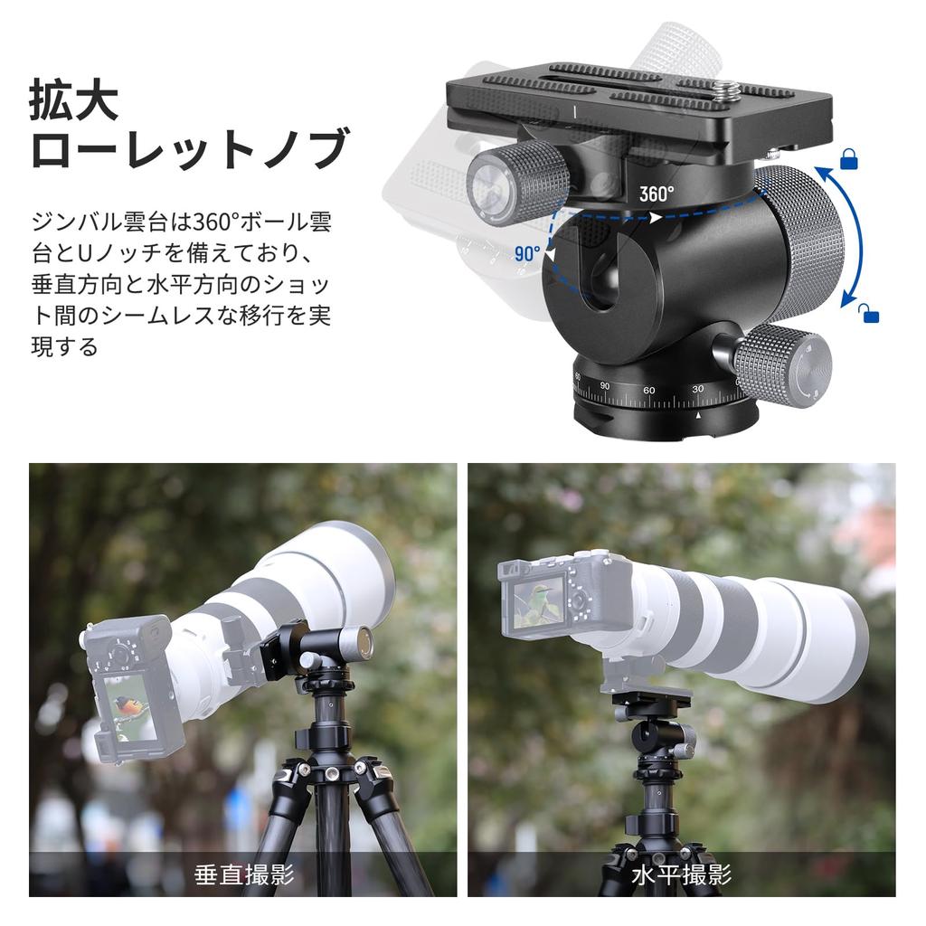 Шарнирная головка NEEWER для телеобъектива, головка монопода, головка штатива, металлическая тонкая шаровая головка, поворотно-наклонная, быстросъемный зажим QR, резьба, максимальная нагрузка 4 кг GM39 360° 90°