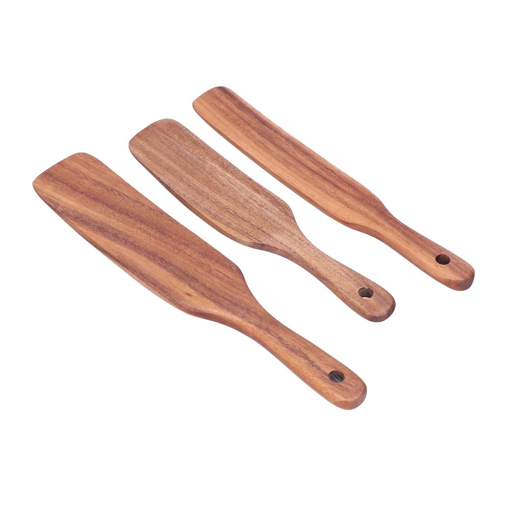 3Pcs Set Wooden Spurtles Set Slotted Spatula Kitchen Utensil for Stirring Mixing