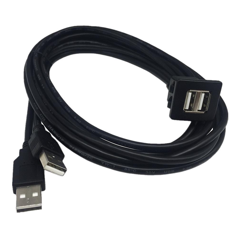 USB 2.0 двойной штекер-мама приборной панели автомобиля заподлицо/крепление/розетка удлинительный кабель 1 м