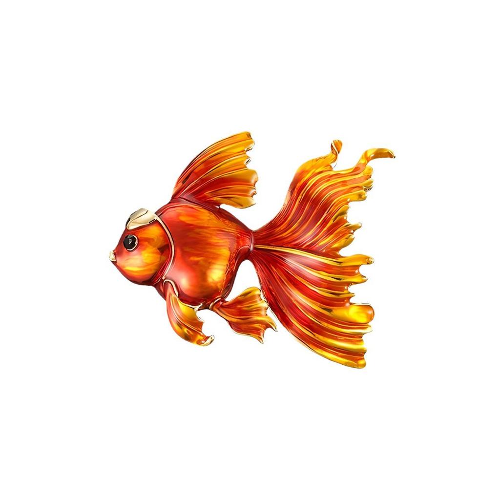 Брошь Кулон Эмаль Клуазоне Кои - Элегантный Дизайн Золотой Рыбки для Женских Костюмов