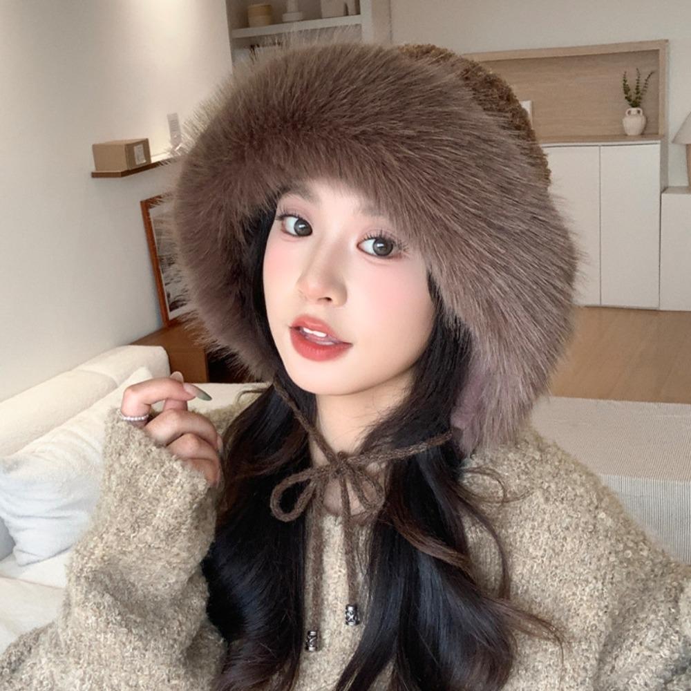 Warm Winter Plush Hat Thickened Ear Protection Hat Trendy Knit Hat  for Women