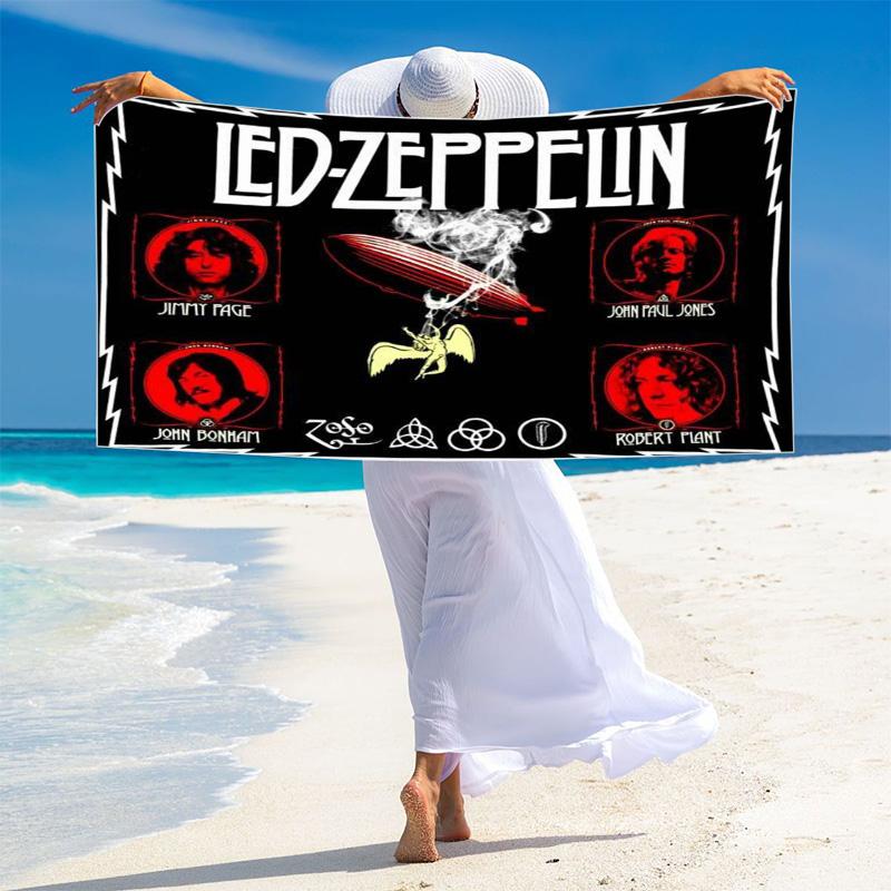Led Zeppelin Print Beach Towel, Large Soft Quick Dry Towel for Beach Camping Swimming