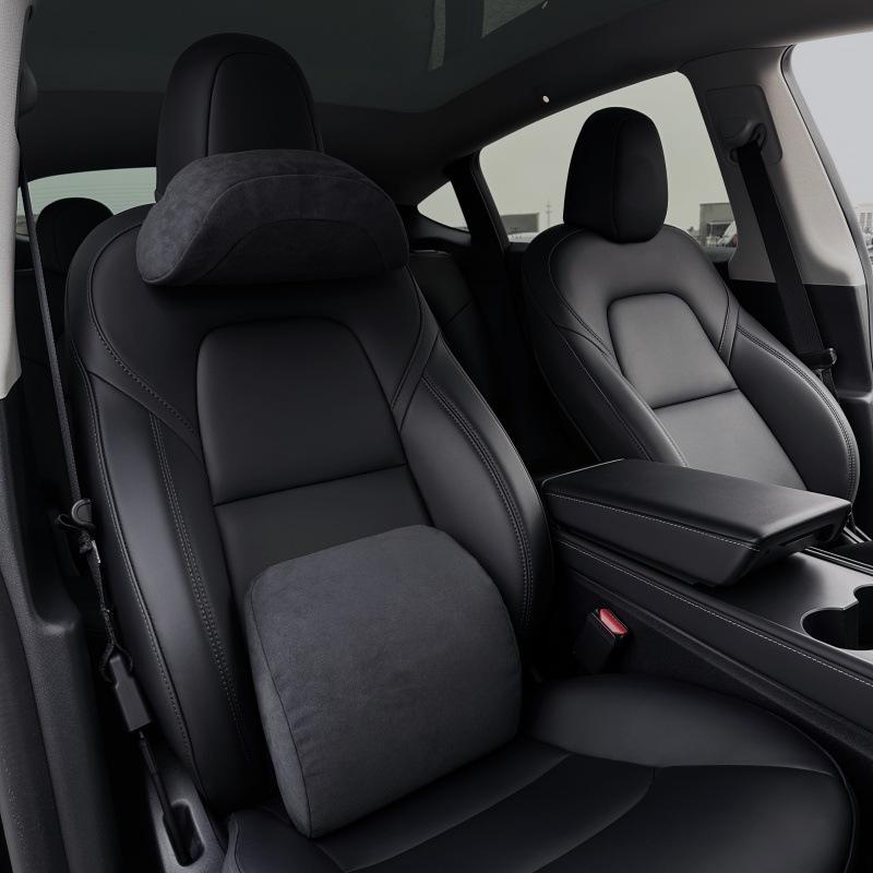Поддержка шеи и поясницы из замши DuPont Bio-Cotton для подголовников Tesla Model 3/Y/S/X