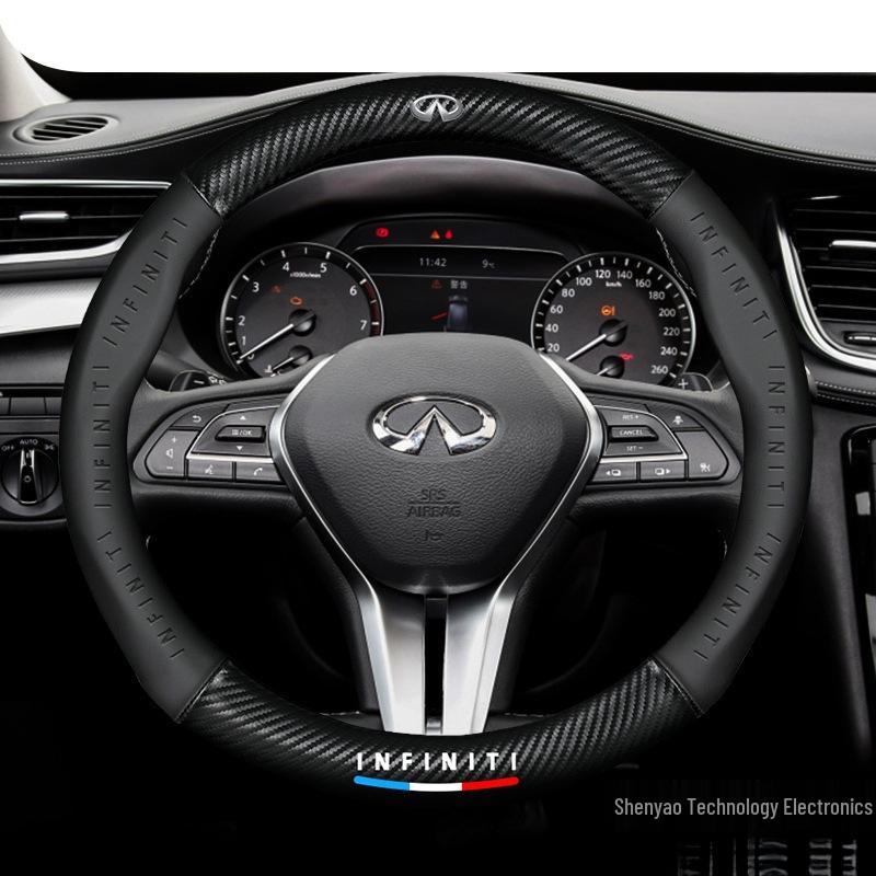 Настоящая кожаная карбоновая накладка на руль для Infiniti QX50, Q50, Q50L, QX60, QX70, QX30.
