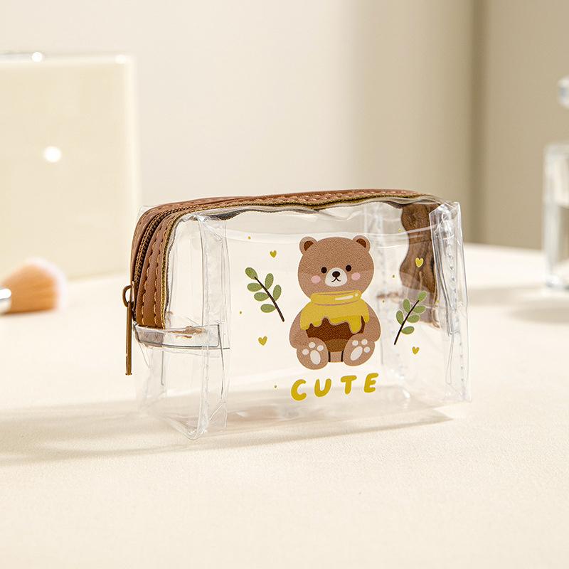Мини-прозрачный кошелек для монет из ПВХ, водонепроницаемая сумка для наушников, мультяшная сумка для помады с животными, портативный чехол для ключей
