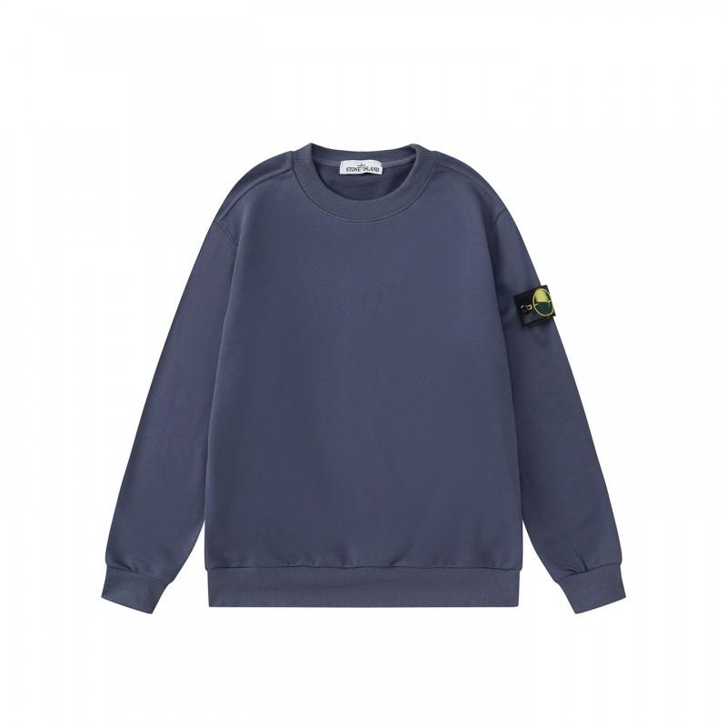Classic Stone Heavyweight American Streetwear Crewneck Long Sleeve Hoodie With Embroidered Patch Unisex Loose Fit