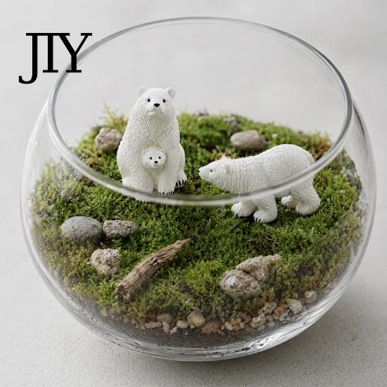 Decorative Resin Animal Figures Polar Bear Mini Figurines, Mother Baby Miniature Ornaments for Landscaping Accessories Succulents Pots Fish