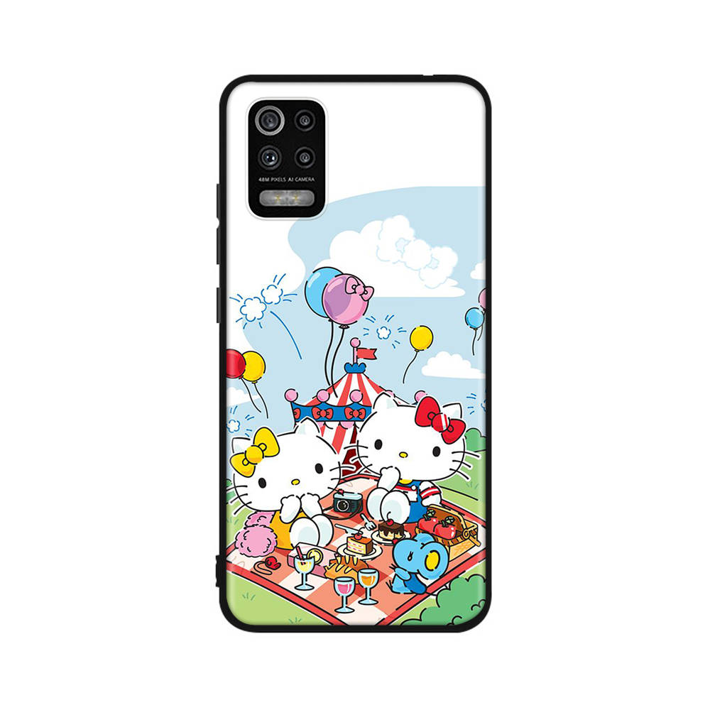KT62 Cute Hello Kitty Case for Xiaomi Poco X6 X4 M5 M6 F5 F6 C65 C55 C50 C51 C40 Redmi Note 7 8 14C A3X 13C 12C 11 10A 9C Pro Black Sofe Cover
