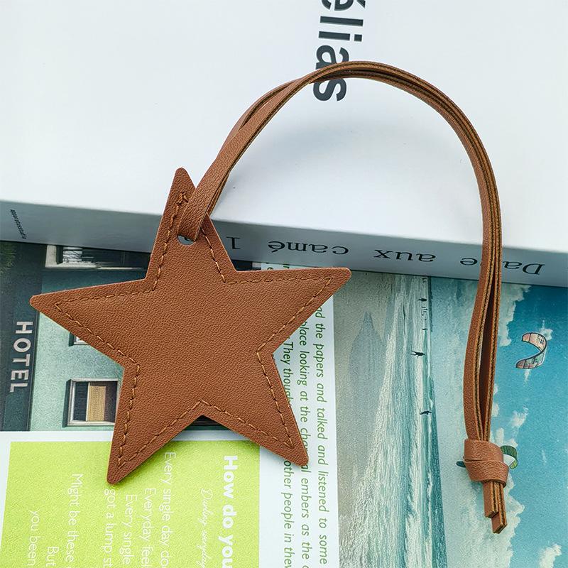 Spot Solid Color Leather Pentagram Keychain Pendant Simple Star Pu Leather Pendant Keychain High Sense