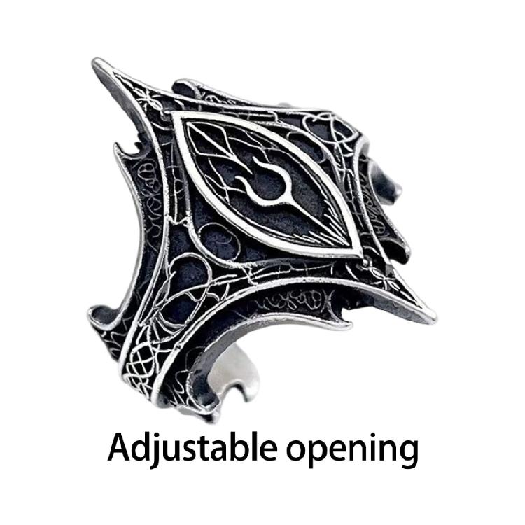 Регулируемое открытое кольцо в готическом стиле, бижутерия из сплава, темный винтажный дизайн, унисекс аксессуар для повседневной носки
