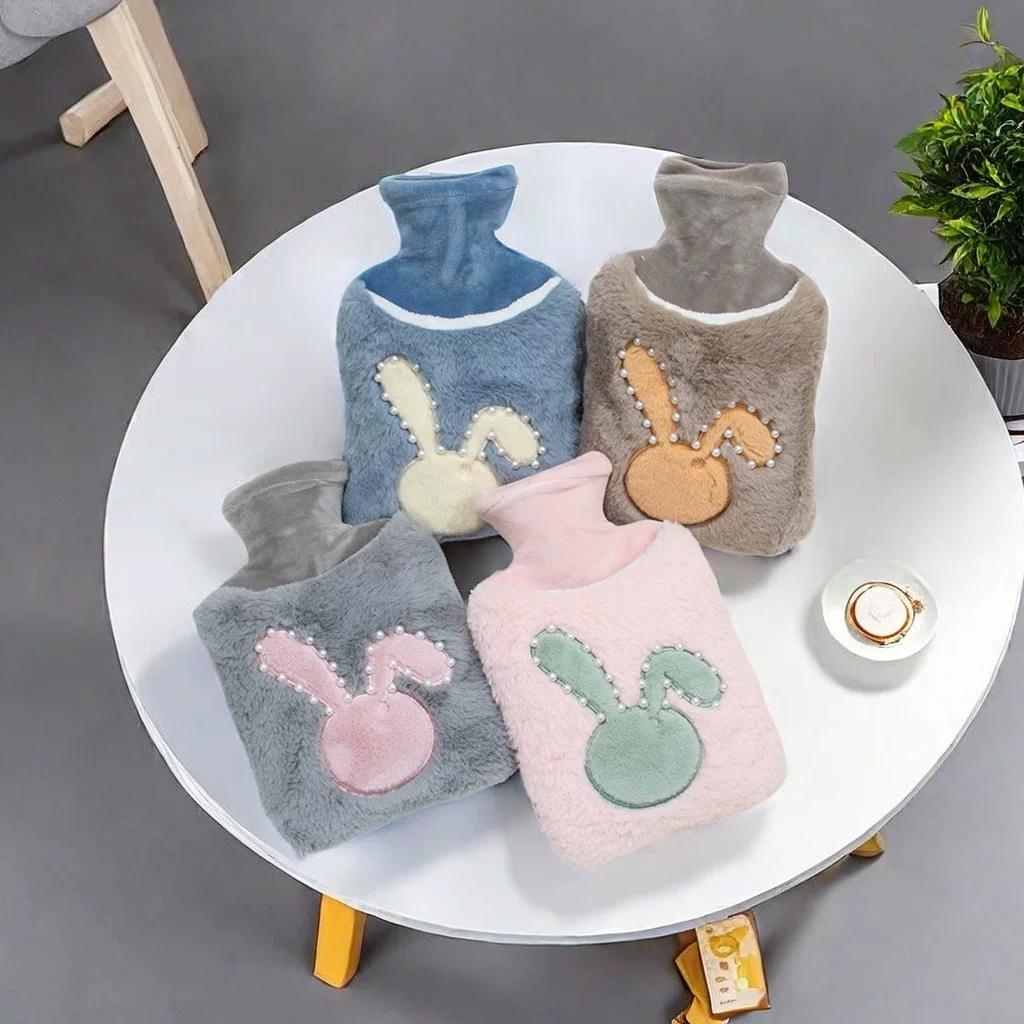 New Model of Hot Water Bottle for Students, Cute Hot Water Bottle with Hand Pockets for Warming Hands and Stomach, Portable Hot Water Bag