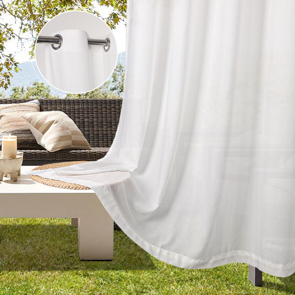 2 панели наружной прозрачной занавески для патио, водонепроницаемые УФ-фильтры с геометрическим узором, шторы с карманами для штанги, блокирующие приватность, занавески для веранды беседки