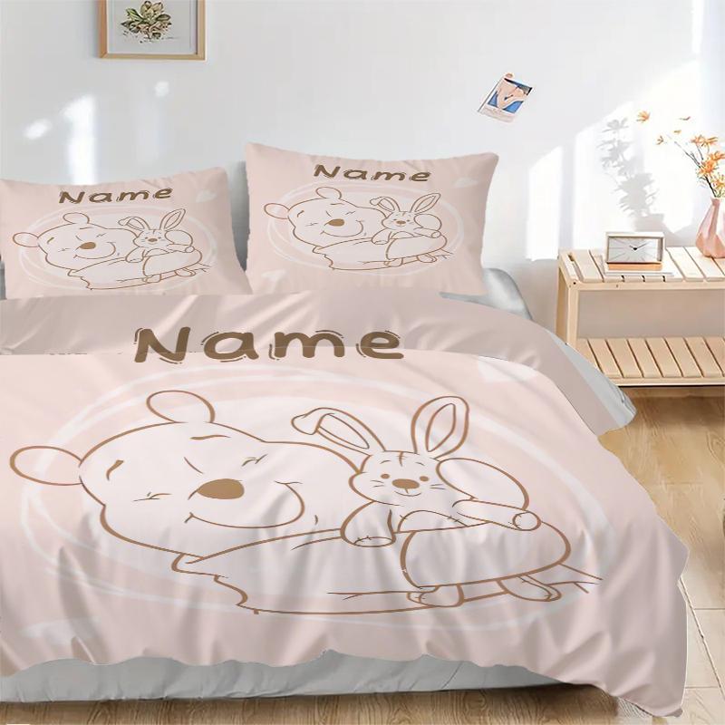 Custom Textile Pooh Rabbit Bedding 3 Piece Set HD Print Duvet Cover Pillowcases for Teens Adult Bedroom Decoration