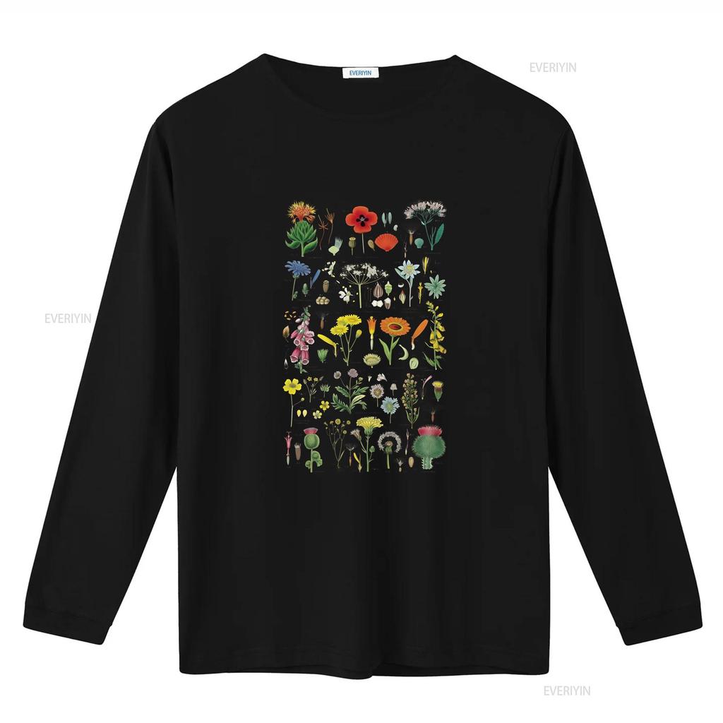 Flowers Variations T Shirt British Wildflowers Retro Cool Top vintage Washed designer clothes graphic Unisex Versatile