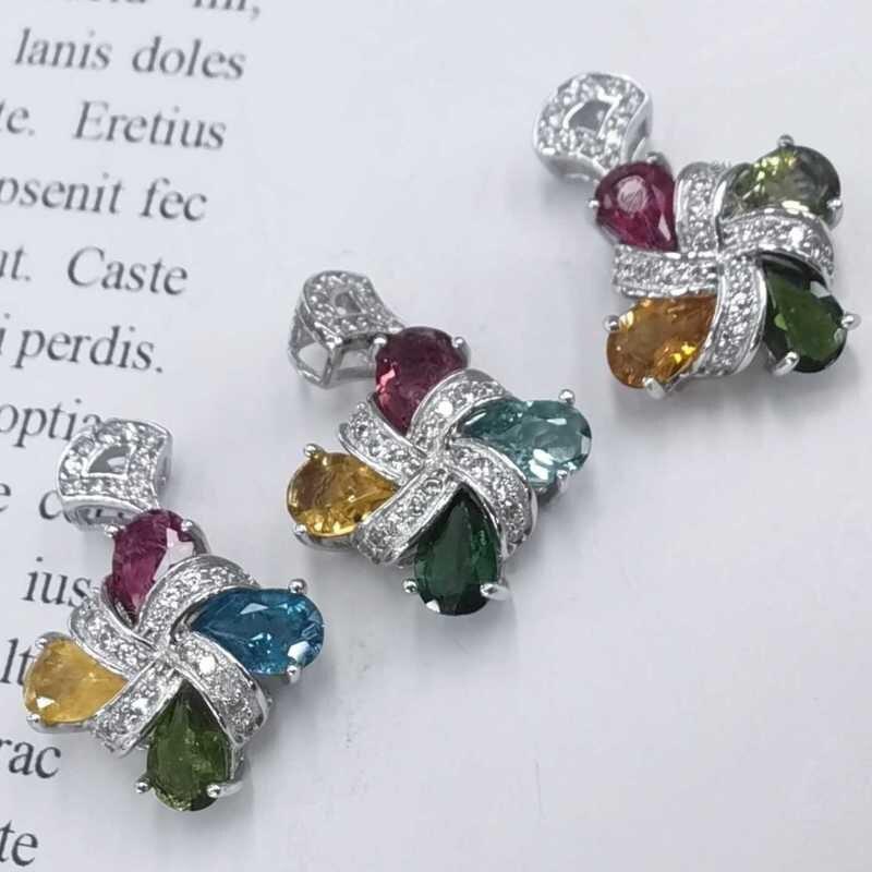 Sace Gems Роскошные ожерелья с подвеской из стерлингового серебра 925 пробы, разноцветные турмалиновые ожерелья для женщин, сверкающие ювелирные изделия, подарок на день рождения