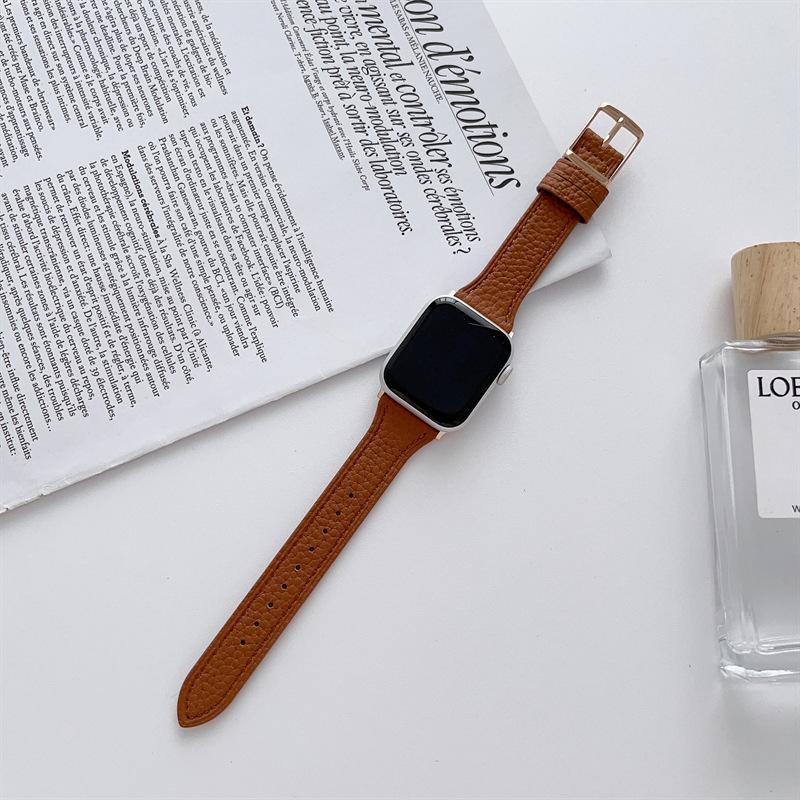 Ремешок с квадратной пряжкой и узором личи на тонкой талии Подходит для Applewatch Apple Watch Iwatch109876Se Женский