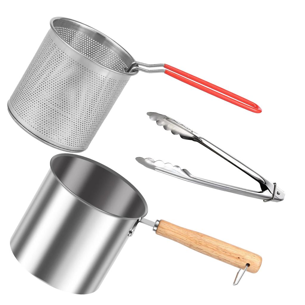 Фритюрница с корзиной-ситом, фритюрница из нержавеющей стали с ручкой и крышкой, мини-фритюрница для жарки рыбы, креветок, курицы