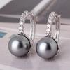 Elegant Women Jewelry Sparkly Round Bead Engagement Hoop Earrings 1 Pair