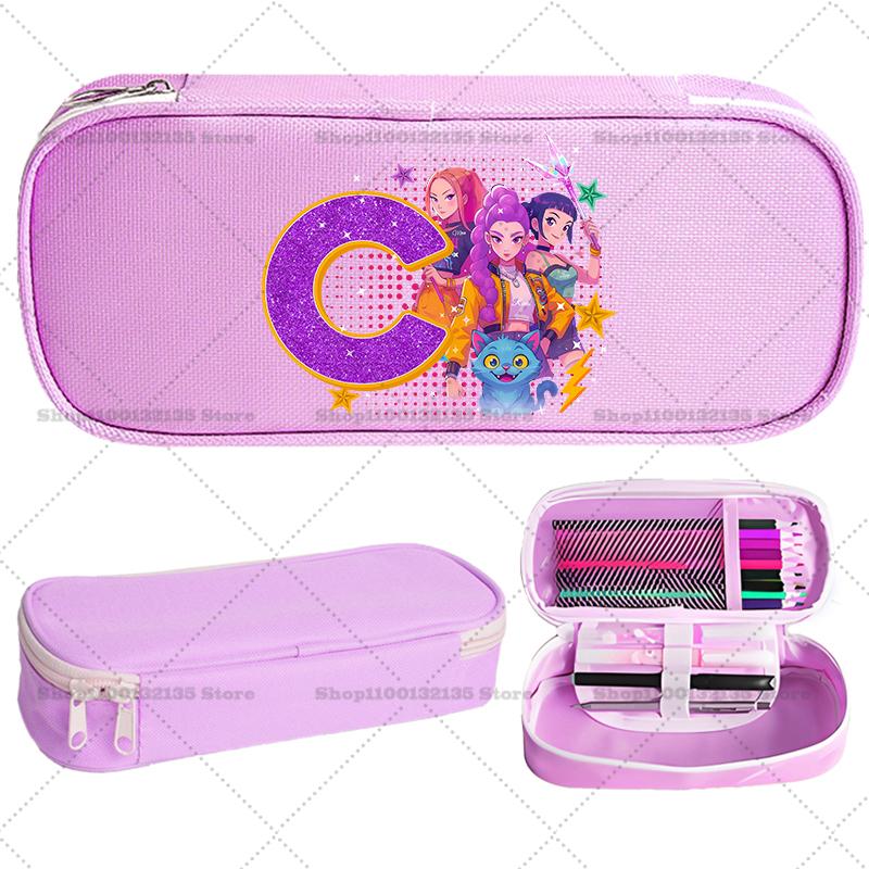 Kpop Demon Hunter Children Pencil Box Cartoon letter Student School Supplies Stationery Kids Penbag Pencilcase Kawaii Boys Gift