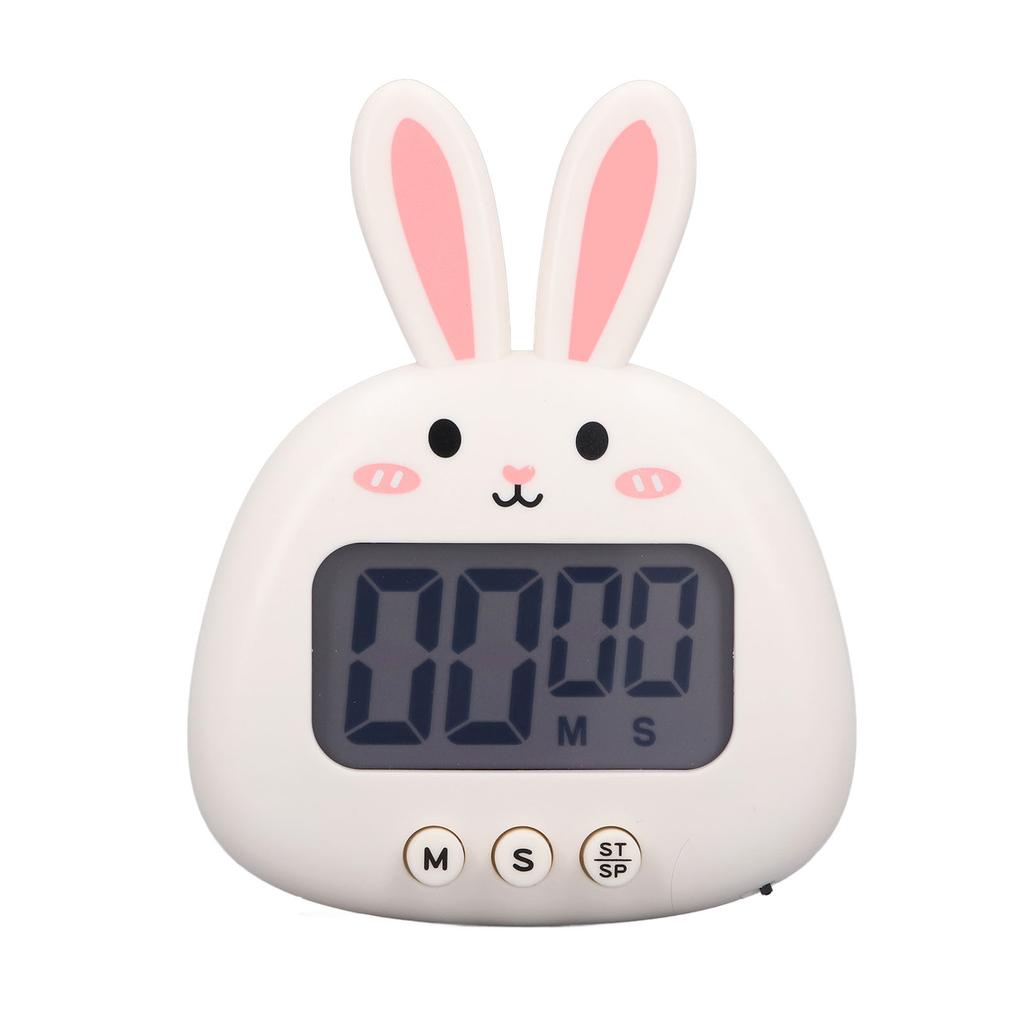 Cartoon Digital Timer ABS Portable Lightweight Simple To Use Cute Cartoon Timer for Kitchen Cooking White Rabbit
