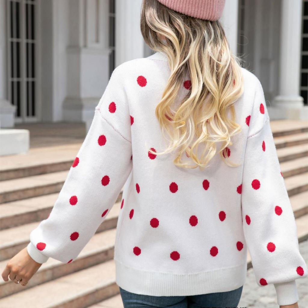 Осень/зима 2023, женский свитер, пуловер в горошек, свитер большого размера