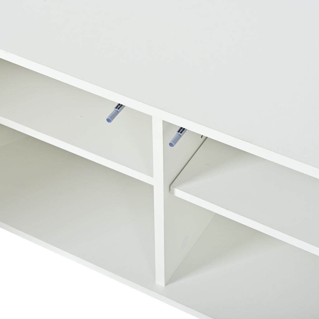 190 x 40 x 51.5 cm TV Cabinet with 4 Cabinet Doors, Lowboard with 5 Metal Legs, Suitable for TVs with approx. 85 Inch Screen Diagonal, White-Gold