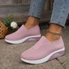 Fashion Women Walking Tennis Female Flat Shoes Slip-On Light Air Cushion Mesh Up Stretch Sneakers Running Casual Breathable Sports Shoes
