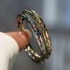 2026 Court Style Retro Design Feeling Stacked Bracelet, High Quality Zircon Gold-plated Star Moon Bracelet