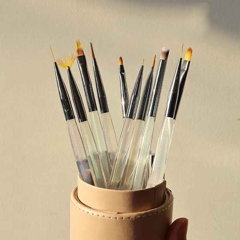 Aurora DIY Manicure Tool Bag Transparent Nail Design Art Pen Oval UV Gel Extension Drawing Carving Resin Handle Hair Shape Liner