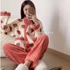 Женский утепленный повседневный пижамный комплект из жаккардовой ткани с цветными блоками, топ с длинными рукавами и круглым вырезом, брюки, удобный свободный крой для осени и зимы