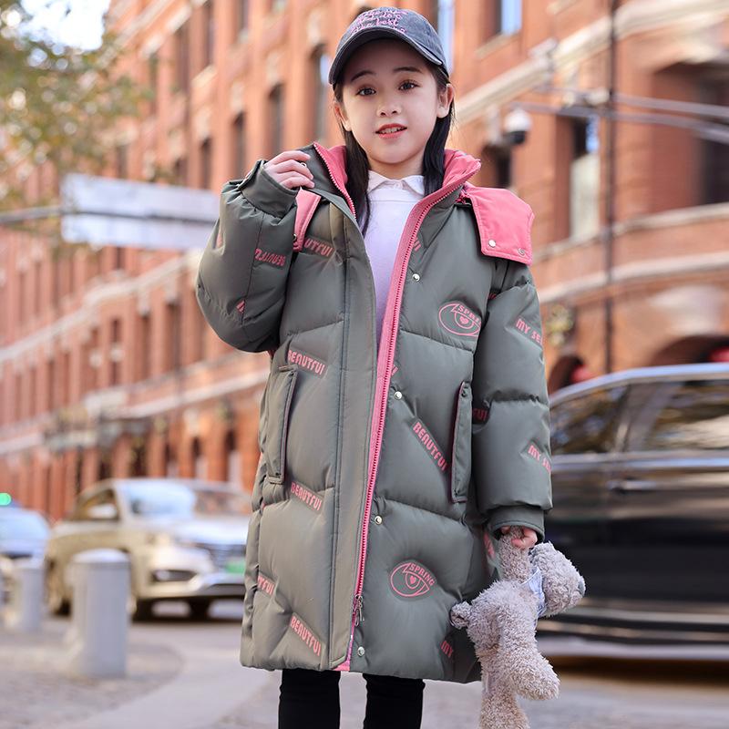 Детское зимнее пуховое пальто для девочек, толстое и длинное, согревает детей.