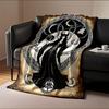 A dark goddess figure with moon phases, celestial symbols, and knotwork. for all seasons blanket lunch break throw gift