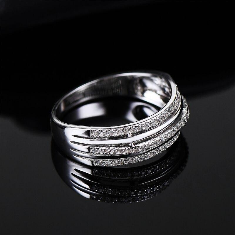 925 Sterling Silver Rings European Style Fashion Micro Pave Clear Zircon Multilayer Lines Ring Women Girls Gifts Jewelry