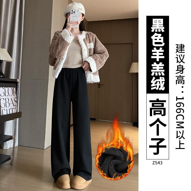 Imitation Cashmere Wide-leg Pants Women's New Autumn and Winter Small Drape Glutinous Rice Pants Casual Straight Fleece Pants