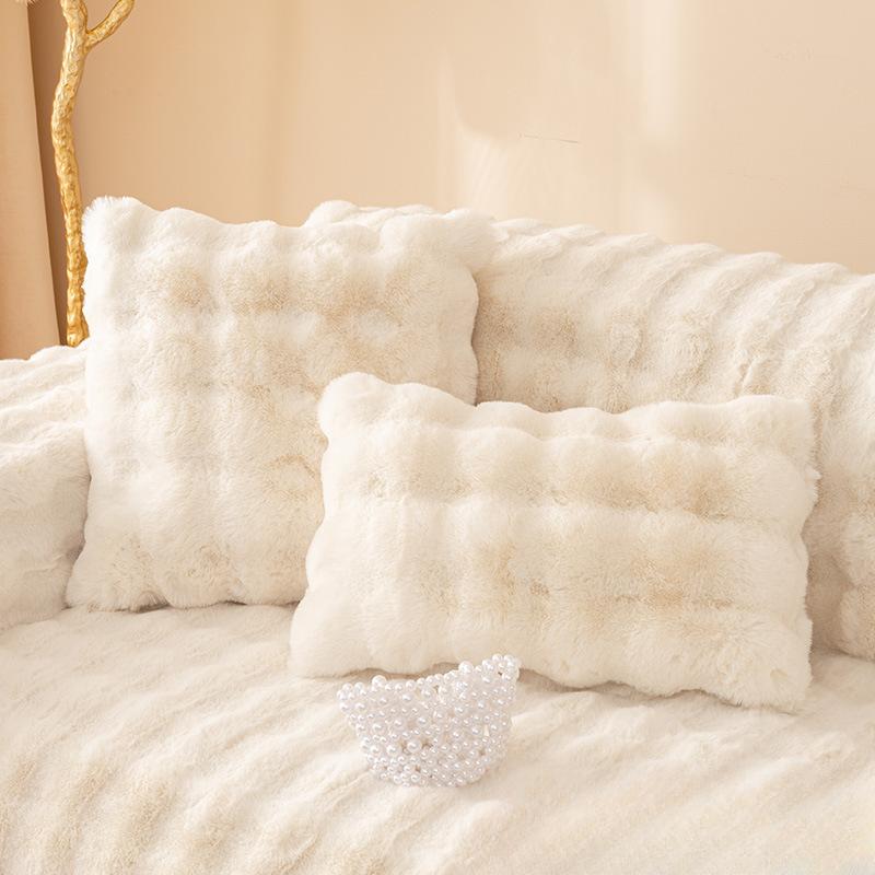 Полотенце для дивана, зимнее утолщенное плюшевое покрытие с кроликом, чехол для дивана, ткань, подушка для дивана, универсальная универсальная плюшевая подушка, зимняя