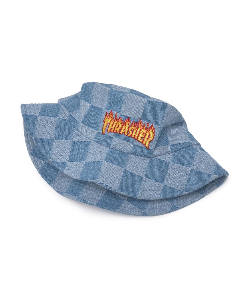 Treasure Flame Checkerboard Denim Bucket Hat Indigo